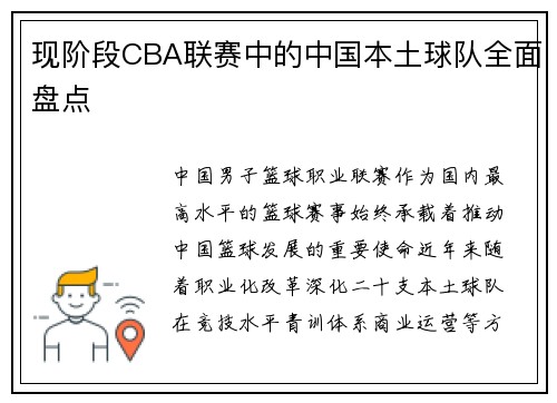 现阶段CBA联赛中的中国本土球队全面盘点